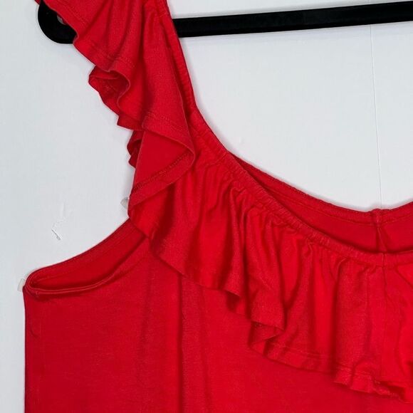 TORRID Super Soft Knits Women's Tank Top Plus Size 1 Orangeish-/Red Ruffle Neck - Picture 11 of 13